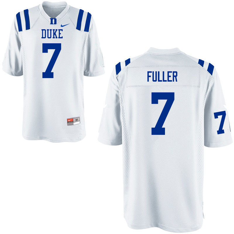 Men #7 Keyston Fuller Duke Blue Devils College Football Jerseys Sale-White - Click Image to Close